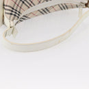 BURBERRY Nova Check Shoulder Bag Canvas Leather Beige White Silver Auth ka230-8