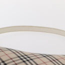BURBERRY Nova Check Shoulder Bag Canvas Leather Beige White Silver Auth ka230-9