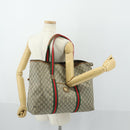 GUCCI GG Plus Supreme Boston Bag PVC Beige Gold Red Auth ka2300-22