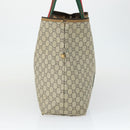 GUCCI GG Plus Supreme Boston Bag PVC Beige Gold Red Auth ka2300-4
