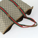GUCCI GG Plus Supreme Boston Bag PVC Beige Gold Red Auth ka2300-6