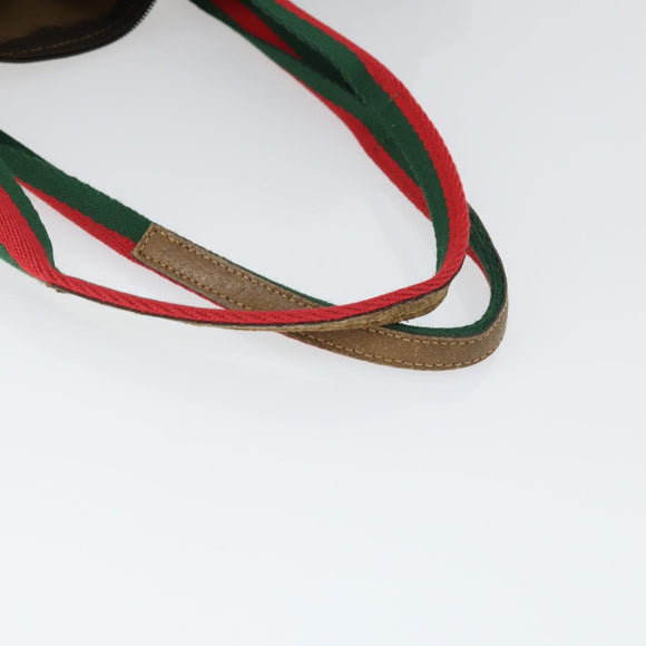 GUCCI GG Plus Supreme Boston Bag PVC Beige Gold Red Auth ka2300