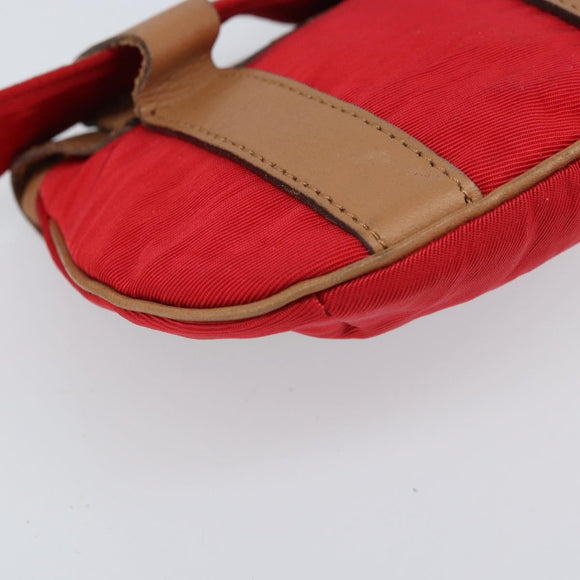 Christian Dior Waist bag Nylon Leather Red Silver Auth ka2312