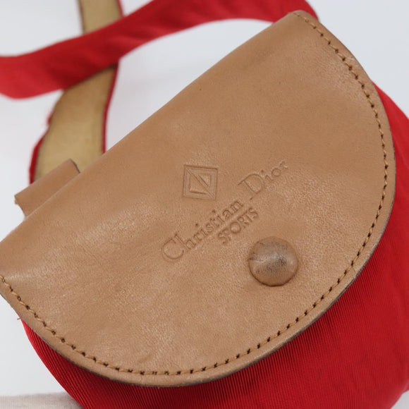Christian Dior Waist bag Nylon Leather Red Silver Auth ka2312