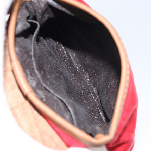 Christian Dior Waist bag Nylon Leather Red Silver Auth ka2312