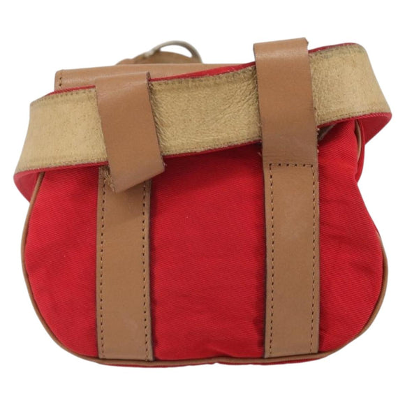 Christian Dior Waist bag Nylon Leather Red Silver Auth ka2312