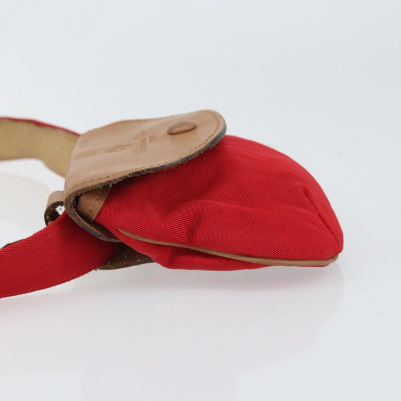 Christian Dior Waist bag Nylon Leather Red Silver Auth ka2312