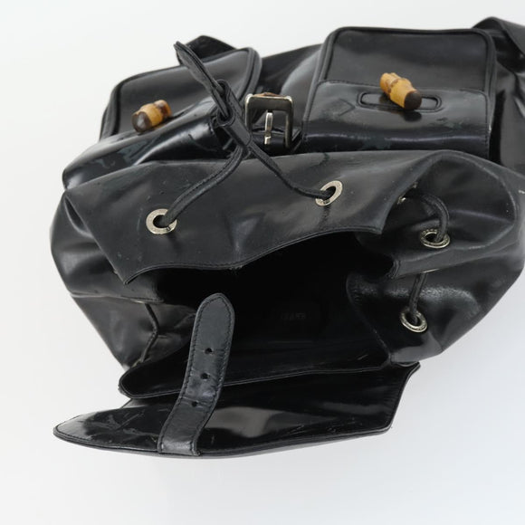 GUCCI Bamboo Backpack Leather Black Gold 003 2058 0016 5 Auth ka2313