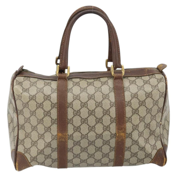 GUCCI GG Supreme Handtas PVC Beige Goud Auth ka2314