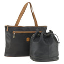 Burberrys BALLY Shoulder Bag Leather 2 Set Black Auth ka2315-1