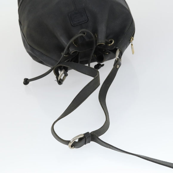 Burberrys BALLY Shoulder Bag Leather 2 Set Black Auth ka2315