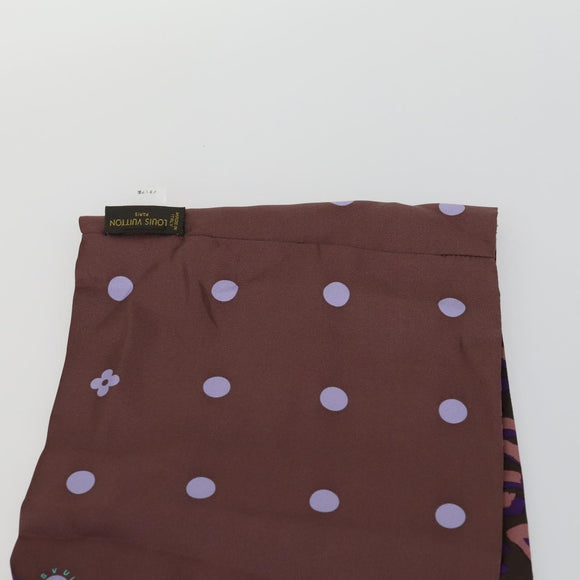 LOUIS VUITTON Schal mit Leopardenmuster Seide Lila LV Auth ka2317V