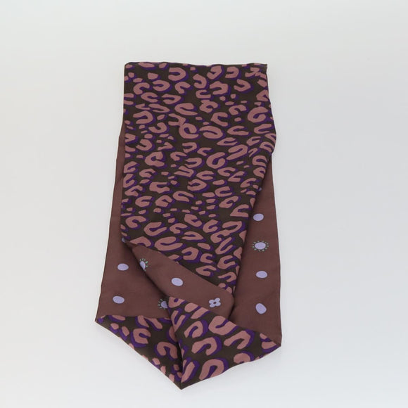 LOUIS VUITTON Schal mit Leopardenmuster Seide Lila LV Auth ka2317V