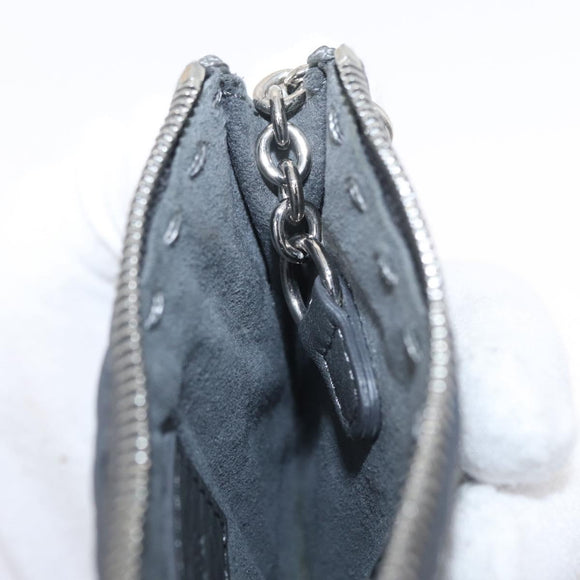FENDI Coin Purse Leather Gray Silver Auth ka2318V
