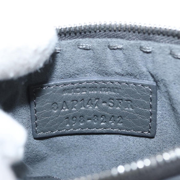 FENDI Coin Purse Leather Gray Silver Auth ka2318V