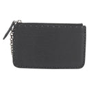 FENDI Coin Purse Leather Gray Silver Auth ka2318V-13