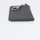 FENDI Coin Purse Leather Gray Silver Auth ka2318V-3