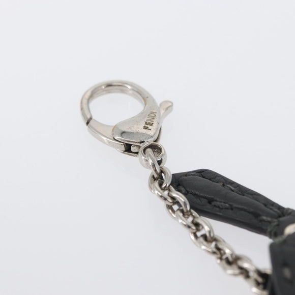 FENDI Coin Purse Leather Gray Silver Auth ka2318V