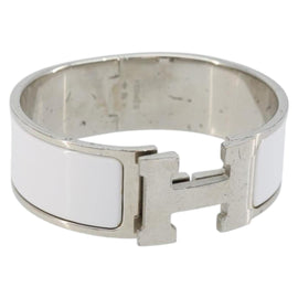 HERMES Bangle Click Crack Bracelet metal White Auth ka2319M