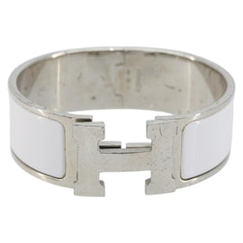 HERMES Bangle Click Crack Bracelet metal White Auth ka2319M - 0