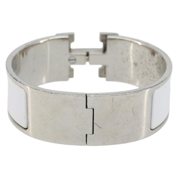 HERMES Bangle Click Crack Bracelet metal White Auth ka2319M