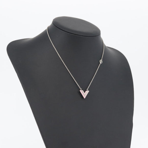 LOUIS VUITTON Essential V Necklace metal Pink M63182 LV Auth ka2321M