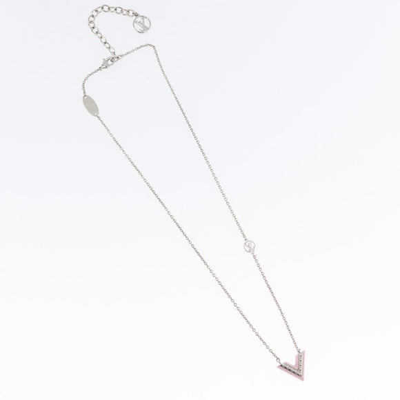 LOUIS VUITTON Essential V Necklace metal Pink M63182 LV Auth ka2321M