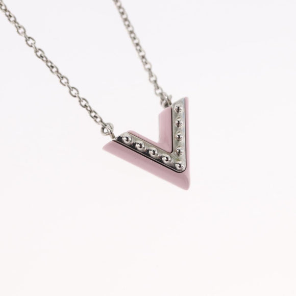 LOUIS VUITTON Essential V Necklace metal Pink M63182 LV Auth ka2321M