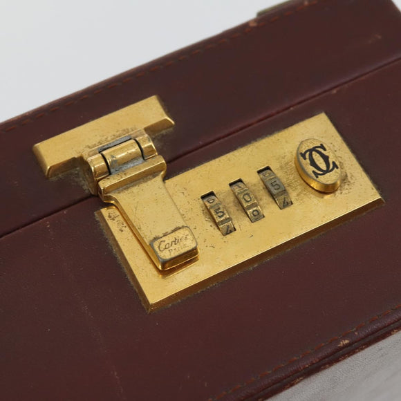 CARTIER Trunk Must Line Trunk Leather Bordeaux Gold Auth ka2326