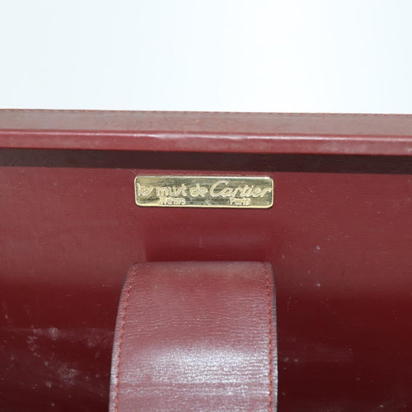 CARTIER Trunk Must Line Trunk Leather Bordeaux Gold Auth ka2326