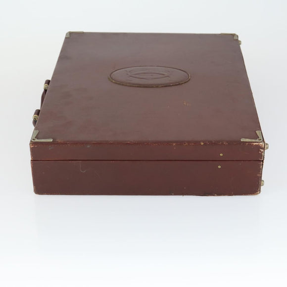 CARTIER Trunk Must Line Trunk Leather Bordeaux Gold Auth ka2326