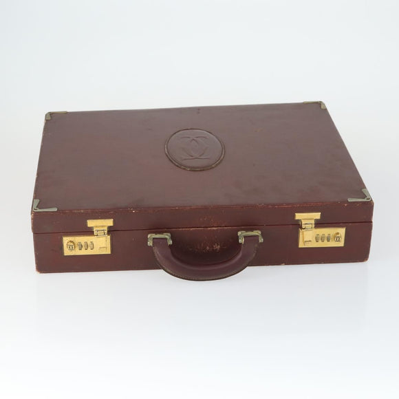 CARTIER Trunk Must Line Trunk Leather Bordeaux Gold Auth ka2326