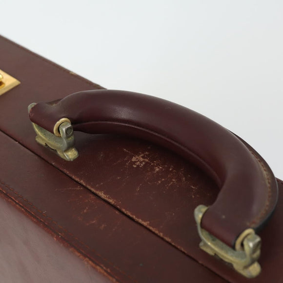 CARTIER Trunk Must Line Trunk Leather Bordeaux Gold Auth ka2326
