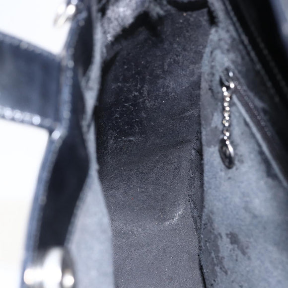 GUCCI Hand Bag Patent leather Black Silver 000 1013 0504 Auth ka2334