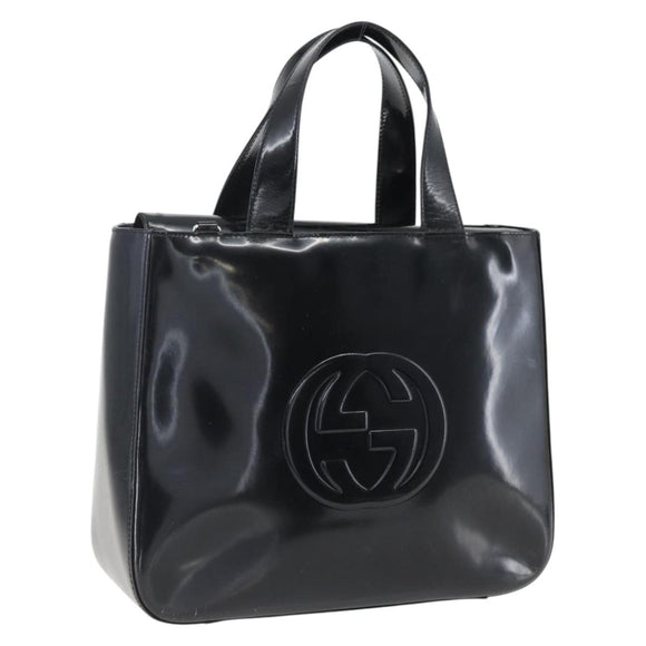 GUCCI Hand Bag Patent leather Black Silver 000 1013 0504 Auth ka2334