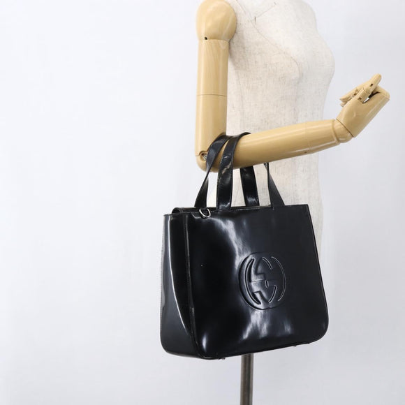 GUCCI Hand Bag Patent leather Black Silver 000 1013 0504 Auth ka2334