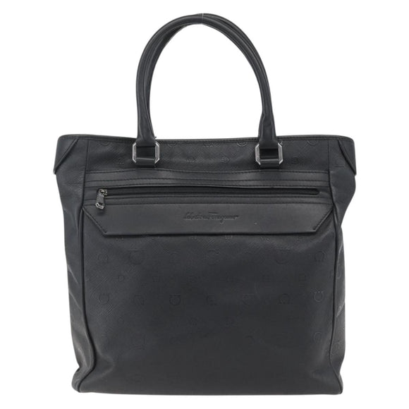 Salvatore Ferragamo Gancini Tote Bag Leather 2way Black Auth ka2346