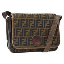 FENDI Zucca Canvas Schoudertas Zwart Bruin Auth ka2348-1