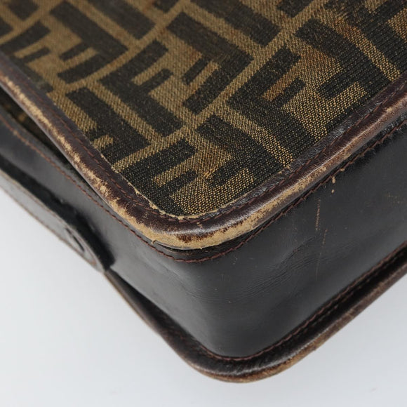 FENDI Zucca Canvas Schoudertas Zwart Bruin Auth ka2348