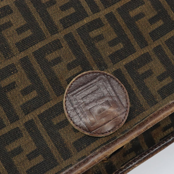 FENDI Zucca Canvas Schoudertas Zwart Bruin Auth ka2348