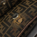 FENDI Zucca Canvas Schoudertas Zwart Bruin Auth ka2348-11