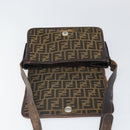 FENDI Zucca Canvas Schoudertas Zwart Bruin Auth ka2348-19