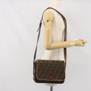 FENDI Zucca Canvas Schoudertas Zwart Bruin Auth ka2348-26