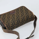FENDI Zucca Canvas Schoudertas Zwart Bruin Auth ka2348-6