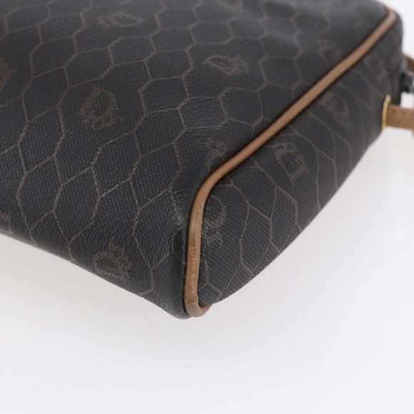 Christian Dior Honeycomb Canvas Shoulder Bag PVC Black Gold Auth ka235