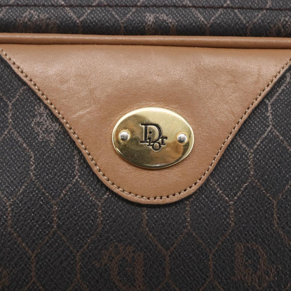 Christian Dior Honeycomb Canvas Shoulder Bag PVC Black Gold Auth ka235