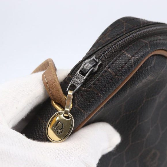 Christian Dior Honeycomb Canvas Shoulder Bag PVC Black Gold Auth ka235