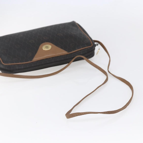 Christian Dior Honeycomb Canvas Shoulder Bag PVC Black Gold Auth ka235