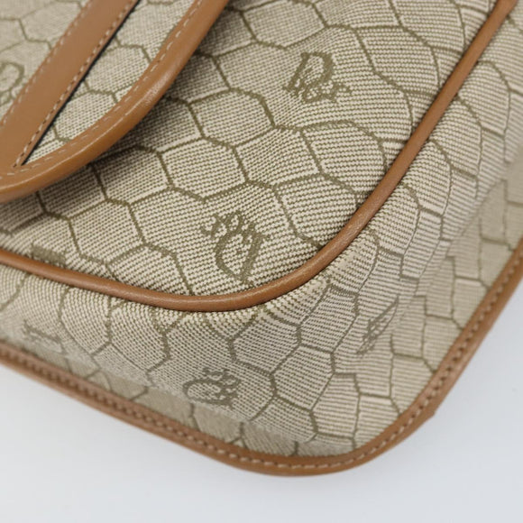 Christian Dior Honeycomb Canvas Shoulder Bag PVC Beige Gold Auth ka2352