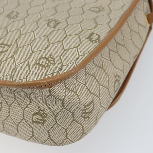 Christian Dior Honeycomb Canvas Shoulder Bag PVC Beige Gold Auth ka2352